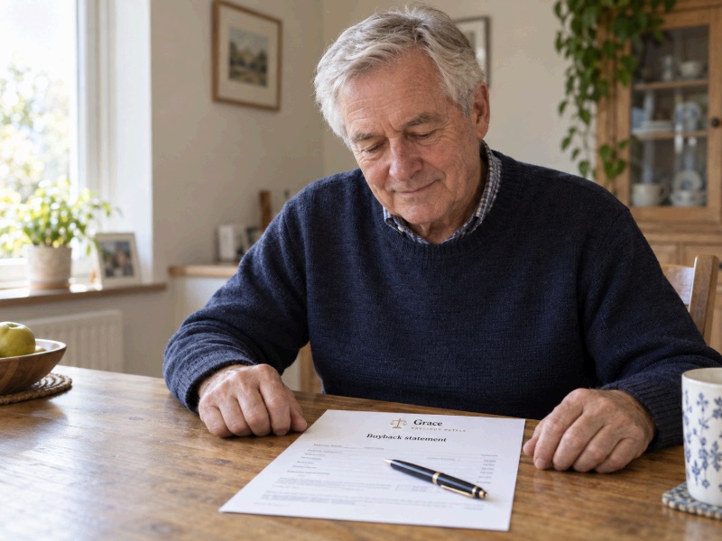 An older man at his dining table reading a Grace Precious Metals buyback statement