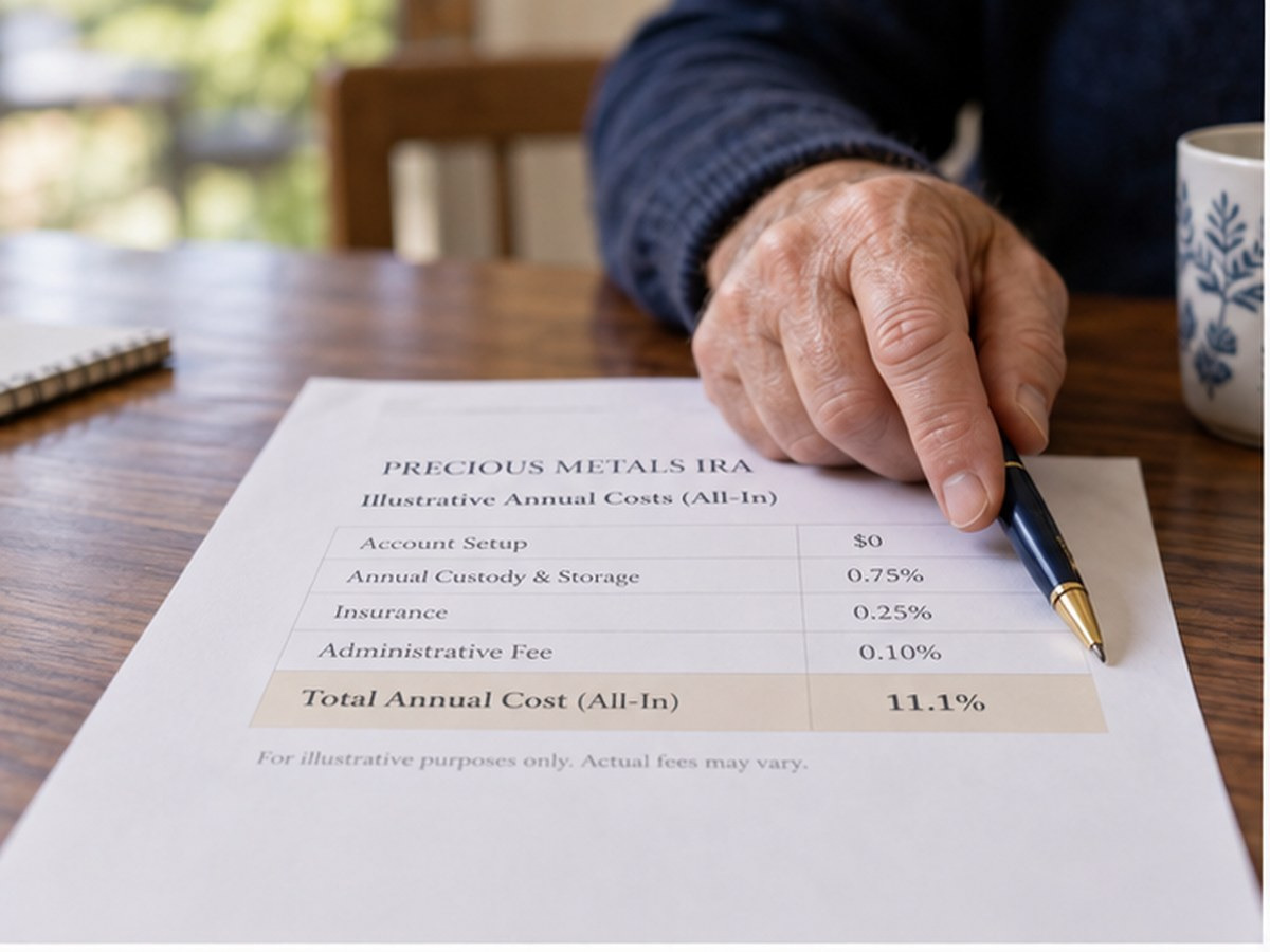 A printed all-in cost sheet on a table, total annual cost 11.1%
